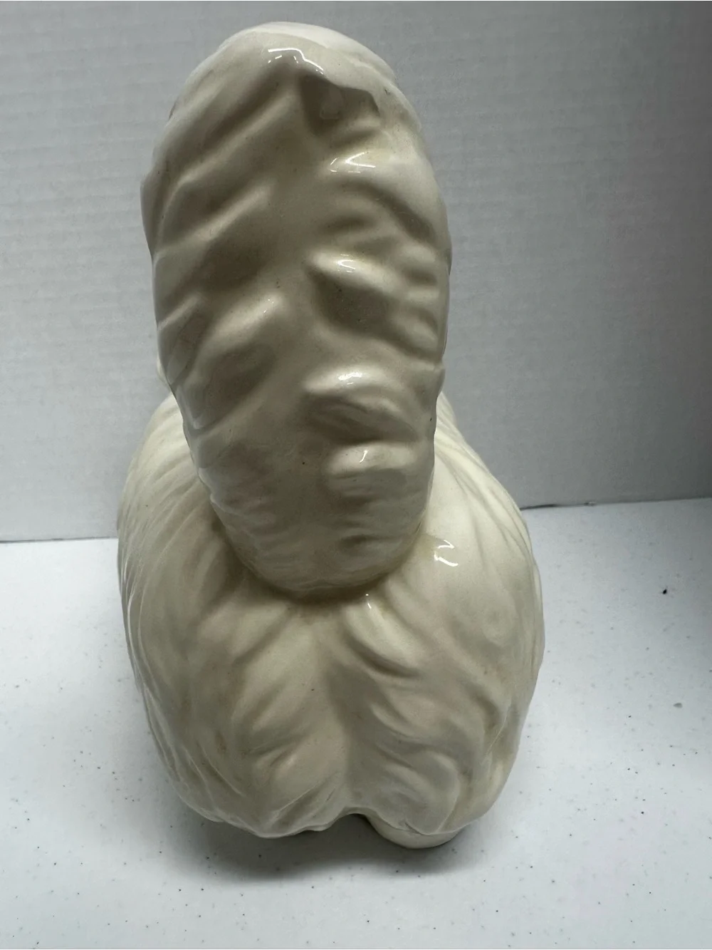 Vintage White Ceramic Persian Cat Figurine Blue Eyes Kitschy Mid Century Decor